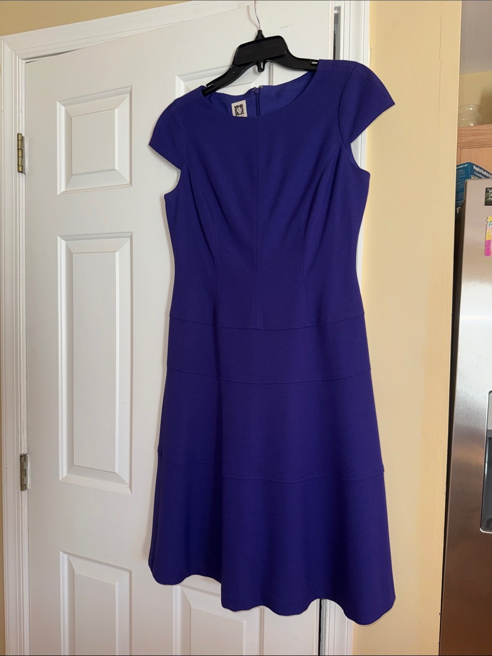 Anne Klein Cap-Sleeve A-Line Dress in Royal Blue